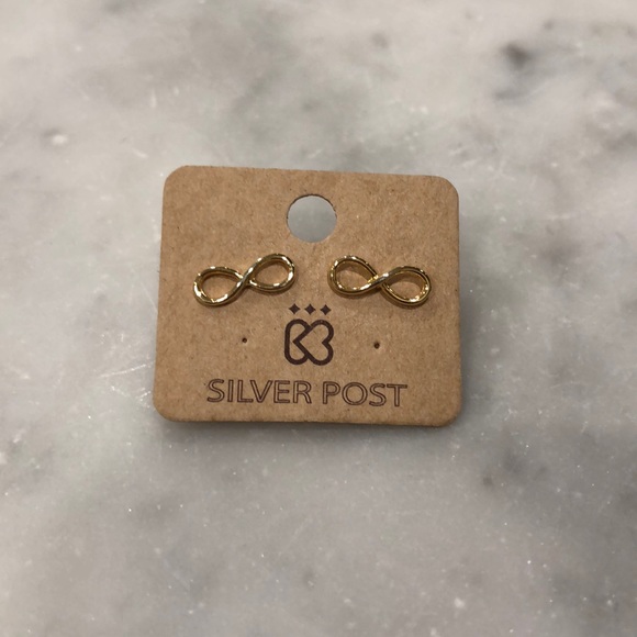 Silver Post Infinity Gold Earring - Picture 2 of 2